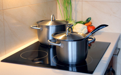 healthy soup with vegetables, in the kitchen