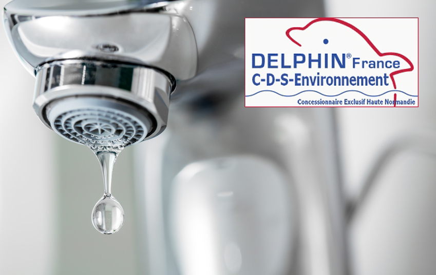 Tap closeup with dreaping waterdrop. Water leaking, economy conc