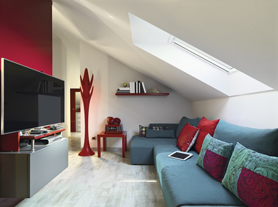 modern living room in the attic