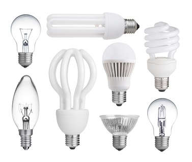 set of incandescent, halogen, compact fluorescent, LED bulb